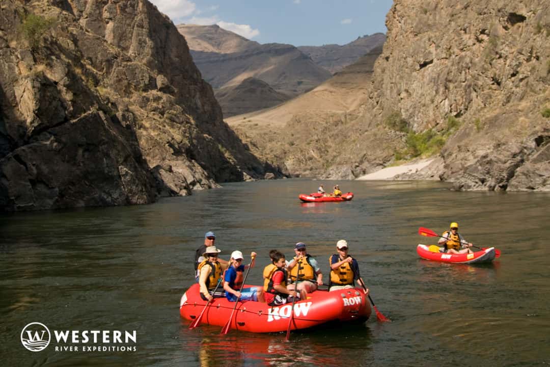 Rafts enter a gorge on the lower Salmon River
