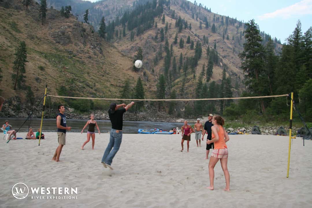 Beach volleyball on the on the Main Salmon River