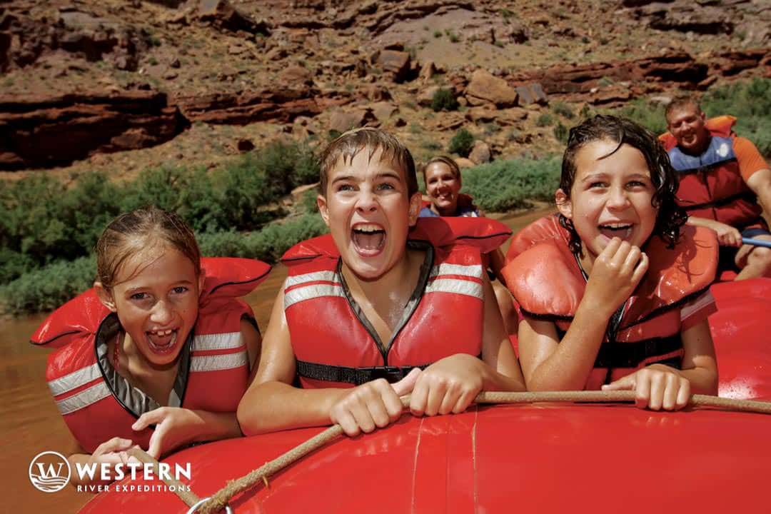 Kids rafting in Moab, Utah