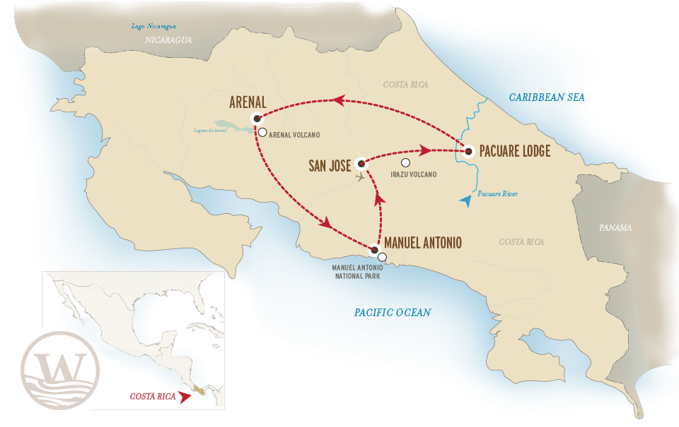 Costa Rica Vacation Package Map