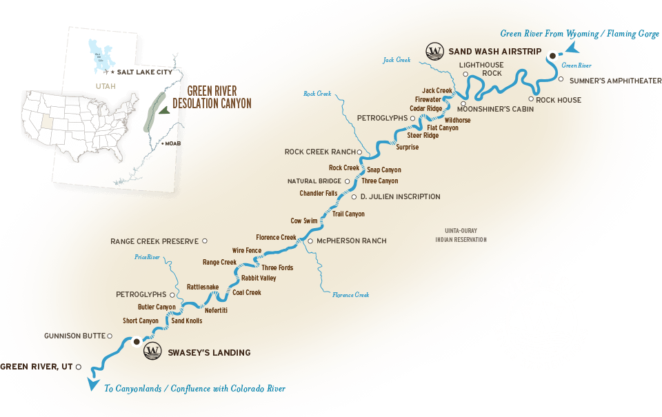 Desolation Canyon and Green River Map