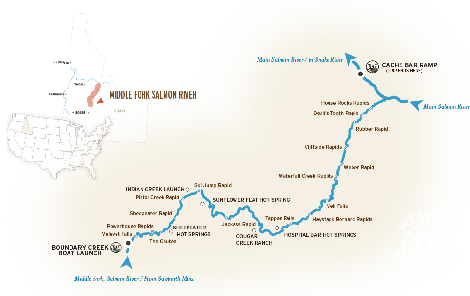 Map of the Middle Fork, Salmon River