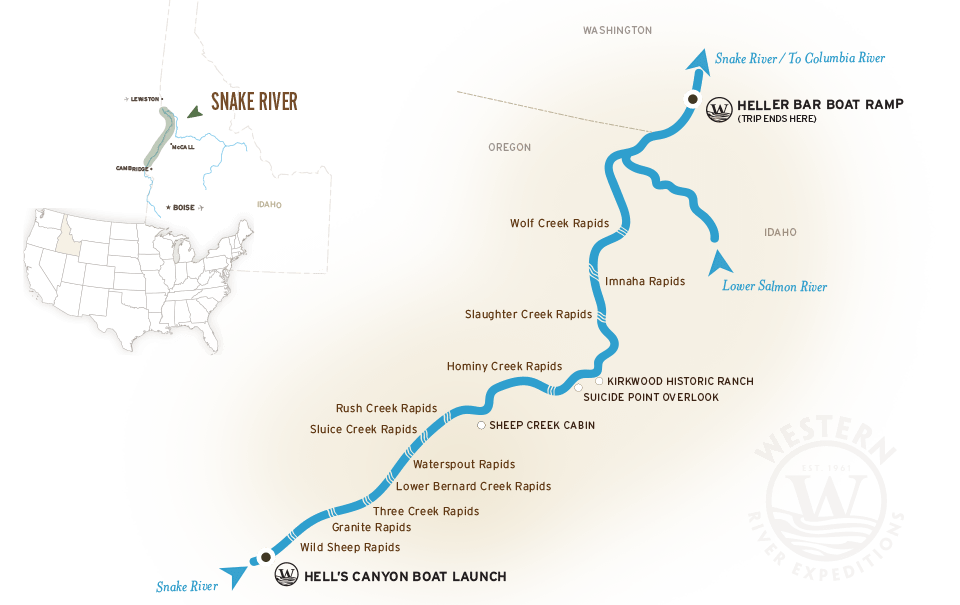 Snake River Map of Hell's Canyon