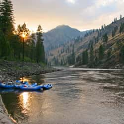 Boats at camp on the Main Salmon River, Idaho