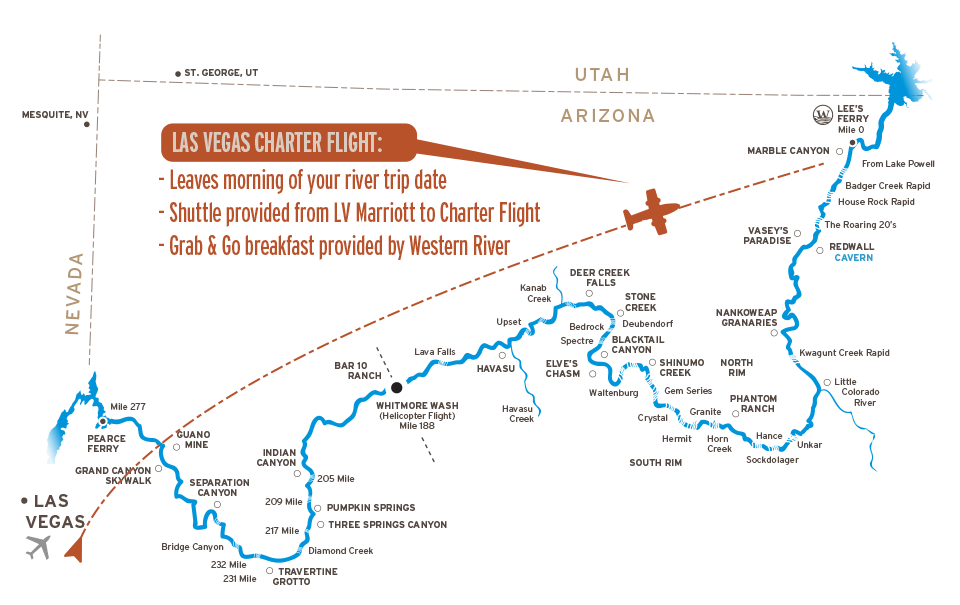 Map of Flight to Marble Canyon